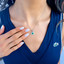 3/4 CTW Cushion Green Emerald Claw Prong Cushion Halo Pendant Necklace in 14K White Gold (MDR220155)
