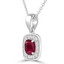 1 CTW Cushion Red Ruby Claw Prong Cushion Halo Pendant Necklace in 14K White Gold (MDR220156)