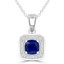 1 1/7 CTW Cushion Blue Sapphire Claw Prong Cushion Halo Pendant Necklace in 14K White Gold (MDR220157)