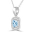 9/10 CTW Cushion Blue Topaz Claw Prong Cushion Halo Pendant Necklace in 14K White Gold (MDR220158)