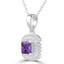 2/5 CTW Princess Purple Amethyst Double Cushion Halo Pendant Necklace in 14K White Gold (MDR220159)