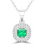 2/5 CTW Princess Green Emerald Double Cushion Halo Pendant Necklace in 14K White Gold (MDR220160)