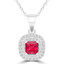 3/5 CTW Princess Red Ruby Double Cushion Halo Pendant Necklace in 14K White Gold (MDR220161)
