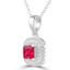 3/5 CTW Princess Red Ruby Double Cushion Halo Pendant Necklace in 14K White Gold (MDR220161)
