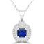 3/5 CTW Princess Blue Sapphire Double Cushion Halo Pendant Necklace in 14K White Gold (MDR220162)