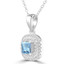 3/5 CTW Princess Blue Topaz Double Cushion Halo Pendant Necklace in 14K White Gold (MDR220163)