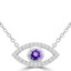 1/3 CTW Round Purple Amethyst Evil Eye Marquise Halo Necklace in 14K White Gold (MDR220164)