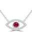2/5 CTW Round Red Ruby Evil Eye Marquise Halo Necklace in 14K White Gold (MDR220166)