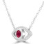 2/5 CTW Round Red Ruby Evil Eye Marquise Halo Necklace in 14K White Gold (MDR220166)