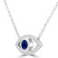 3/8 CTW Round Blue Sapphire Evil Eye Marquise Halo Necklace in 14K White Gold (MDR220167)