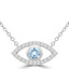 3/8 CTW Round Blue Topaz Evil Eye Marquise Halo Necklace in 14K White Gold (MDR220168)