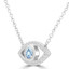 3/8 CTW Round Blue Topaz Evil Eye Marquise Halo Necklace in 14K White Gold (MDR220168)