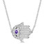1/4 CTW Round Purple Amethyst Hamsa Necklace in 14K White Gold (MDR220169)