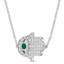 1/4 CTW Round Green Emerald Hamsa Necklace in 14K White Gold (MDR220170)