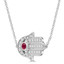 1/4 CTW Round Red Ruby Hamsa Necklace in 14K White Gold (MDR220171)