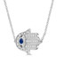 1/4 CTW Round Blue Sapphire Hamsa Necklace in 14K White Gold (MDR220172)