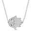 1/4 CTW Round Blue Topaz Hamsa Necklace in 14K White Gold (MDR220173)