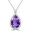 2 1/2 CTW Pear Purple Amethyst Pear Halo Pendant Necklace in 14K White Gold (MDR220174)