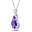 2 1/2 CTW Pear Purple Amethyst Pear Halo Pendant Necklace in 14K White Gold (MDR220174)