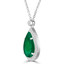 3 1/2 CTW Pear Green Emerald Pear Halo Pendant Necklace in 14K White Gold (MDR220175)