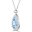 3 1/10 CTW Pear Blue Topaz Pear Halo Pendant Necklace in 14K White Gold (MDR220178)