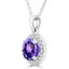 1 1/20 CTW Round Purple Amethyst Halo Pendant Necklace in 14K White Gold (MDR220184)