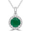 1 1/20 CTW Round Green Emerald Halo Pendant Necklace in 14K White Gold (MDR220185)