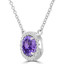 5/8 CTW Round Purple Amethyst Halo Necklace in 14K White Gold (MDR220192)