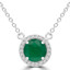 4/5 CTW Round Green Emerald Halo Necklace in 14K White Gold (MDR220193)