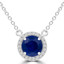 1 1/4 CTW Round Blue Sapphire Halo Necklace in 14K White Gold (MDR220194)