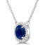 1 1/4 CTW Round Blue Sapphire Halo Necklace in 14K White Gold (MDR220194)