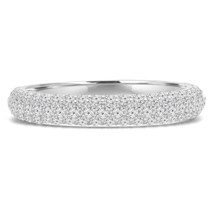 1 1/10 CTW Round Diamond Semi-Eternity Wedding Band Ring in 14K White Gold (MD170328)