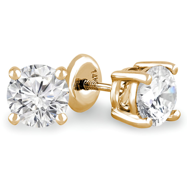 3/5 CTW Round Diamond 4-Prong Solitaire Stud Earrings in 14K Yellow Gold (MD180299)