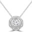 1/2 CTW Round Diamond Bezel Set Sun Halo Pendant Necklace in 14K White Gold (MD220183)