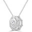 1/2 CTW Round Diamond Bezel Set Sun Halo Pendant Necklace in 14K White Gold (MD220183)