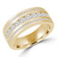 1 2/5 CTW Round Diamond Three-Row Diamond Mens Wedding Band Ring in 14K Yellow Gold (MD220198)