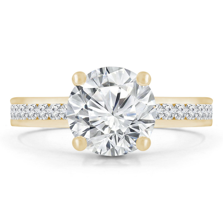 2 2/3 CTW Round Diamond High Set Solitaire with Accents Engagement Ring in 14K Yellow Gold (MD220202)
