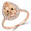 2 1/20 CTW Pear Pink Morganite Pear Halo Engagement Ring in 14K Rose Gold with Accents (MD220204)
