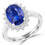 4 1/20 CTW Oval Blue Kyanite Oval Floral Halo Engagement Ring in 14K White Gold (MD220205)
