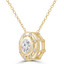 1/2 CTW Round Diamond Bezel Set Sun Halo Pendant Necklace in 14K Yellow Gold (MD220207)