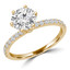 9/10 CTW Round Diamond 6-Prong Claw Solitaire with Accents Engagement Ring in 14K Yellow Gold (MD220226)