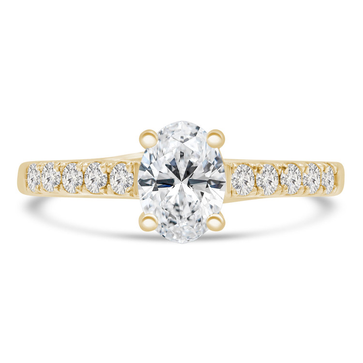 1 1/20 CTW Oval Diamond Trellis Solitaire with Accents Engagement Ring in 14K Yellow Gold (MD220227)