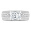 2 1/4 CTW Cushion Diamond Solitaire with Accents Engagement Ring in 14K White Gold (MD220229)
