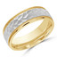 7 MM Milgrained with High Polish Edges Modern Mens Wedding Band in Two-tone Yellow & White Gold (MDVB0739)