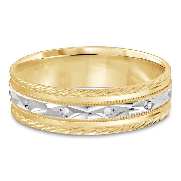 6 MM Modern Mens Wedding Band in Two-tone Yellow & White Gold (MDVB0795)