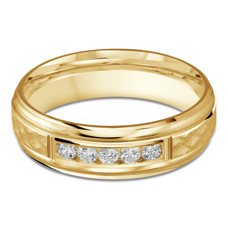 7 MM Diamond Mens Wedding Band in Yellow Gold (MDVB0915)