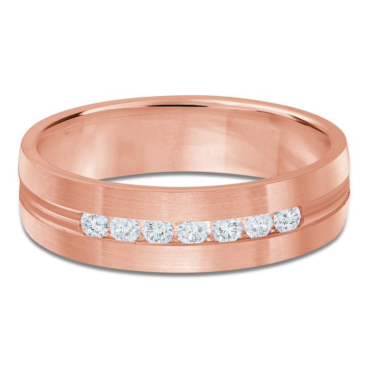 6 MM Diamond Mens Wedding Band in Rose Gold (MDVB0946)