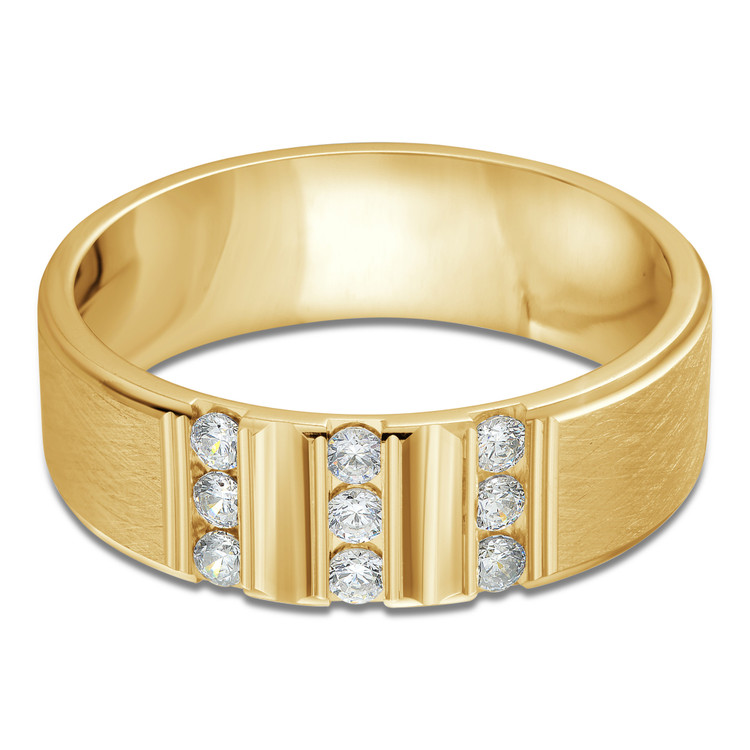7 MM Diamond Mens Wedding Band in Yellow Gold (MDVB0956)