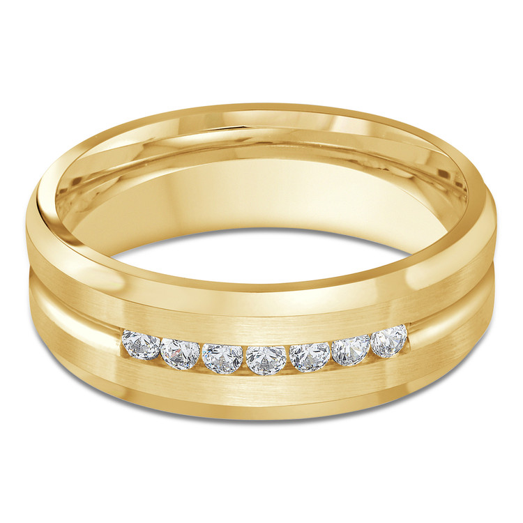 7 MM Diamond Mens Wedding Band in Yellow Gold (MDVB0960)