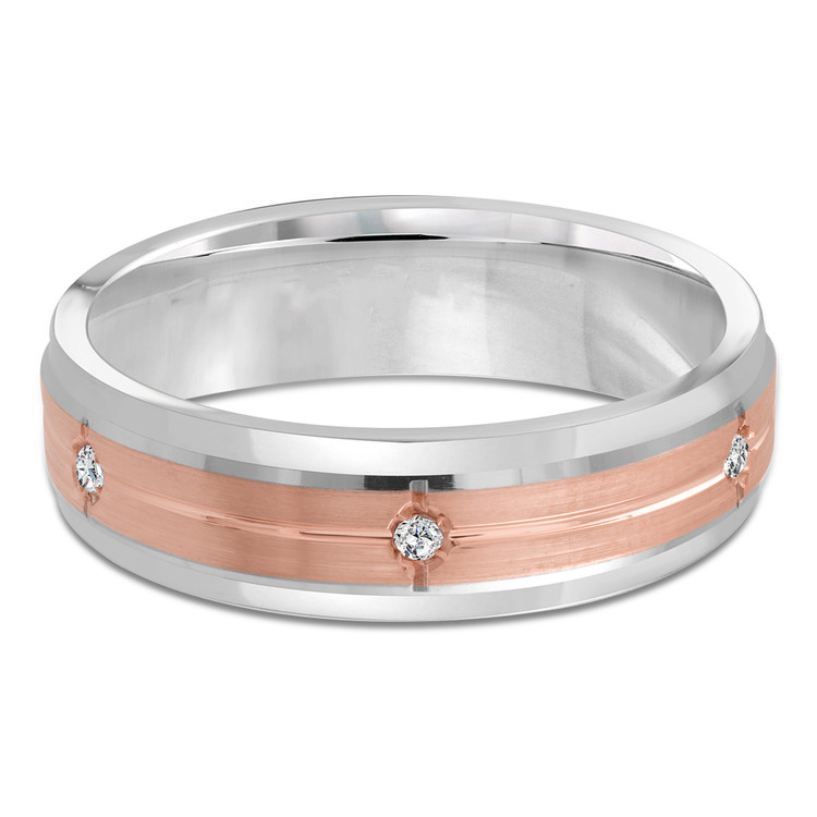6 MM Diamond Mens Wedding Band in Two-tone White & Rose Gold (MDVB0986)